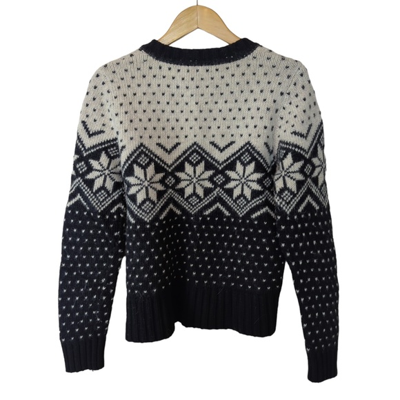 Black Cream Nordic Print Wool Blend Open Cardigan - Picture 4 of 12